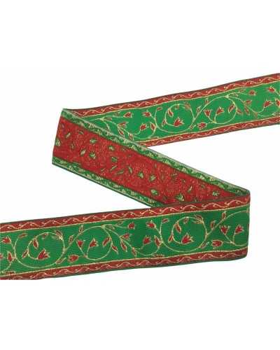 Trimmings Gallon Tiroler Weihnachtsband, bestickte Lurex-Jacquard-Blumen, 5 cm hoch