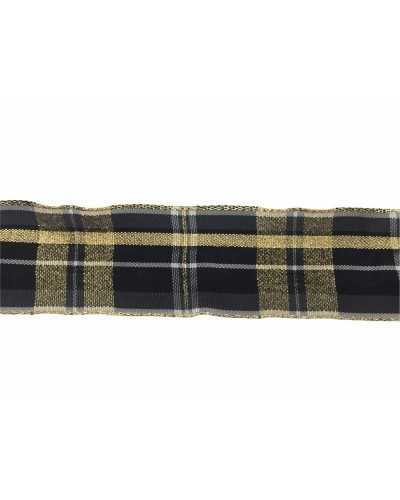 Passamaneria Christmas Taffeta Scozzese Nero Filo Oro Lurex Alto 35 Mm