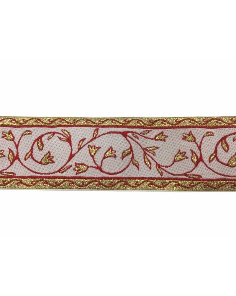 Passementerie Galon Tyrolien Noël Ruban Brodé Lurex Jacquard Fleurs 5 Cm De Haut