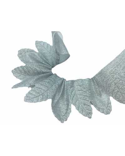 Passementerie Porte-confettis ruban frisé motif feuille d'argent 5 cm de haut