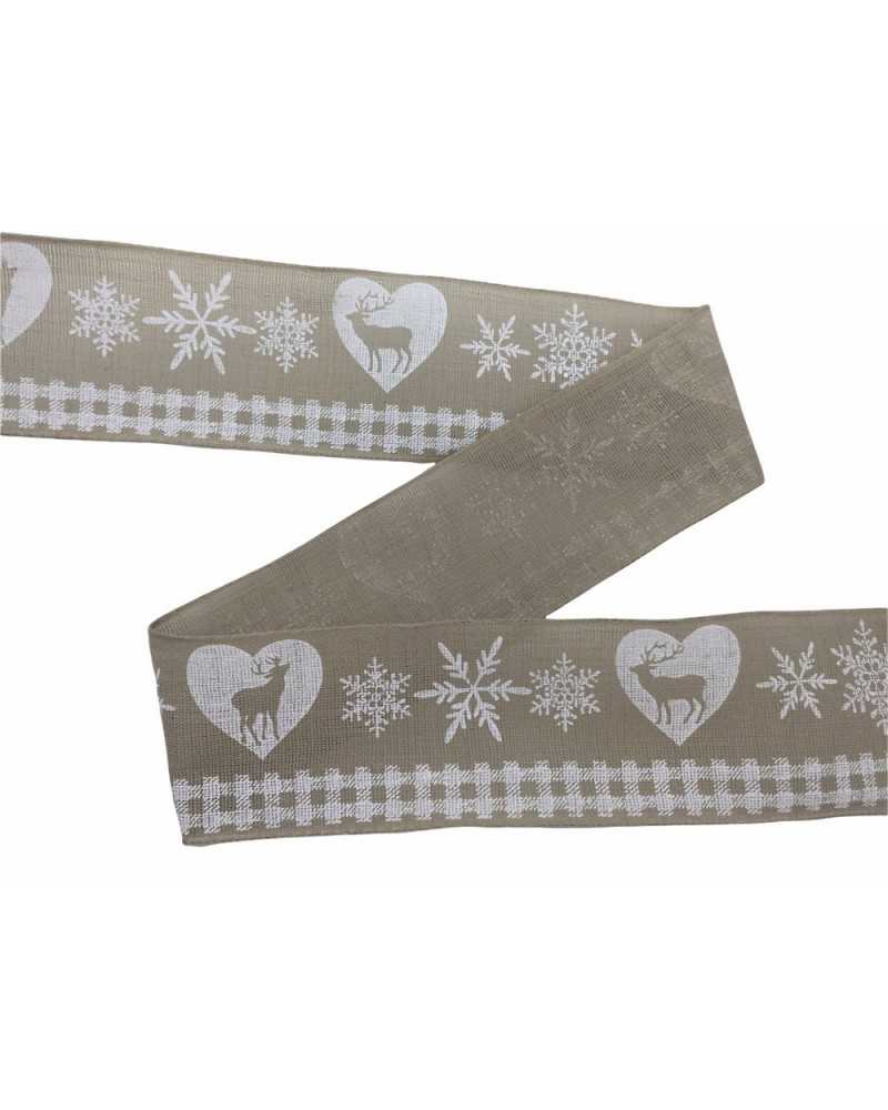 Passamaneria Christmas Printed Heart Renna Flake Snow High 40 Mm
