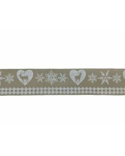 Passamaneria Christmas Printed Heart Renna Flake Snow High 40 Mm