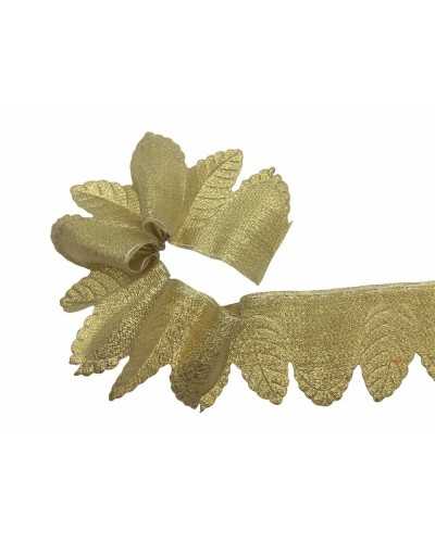 Passementerie Porte-confettis ruban frisé motif feuille d'or 5 cm de haut