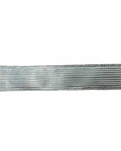 Garnituren Weihnachtsband gestreift Silber hoch 25 mm