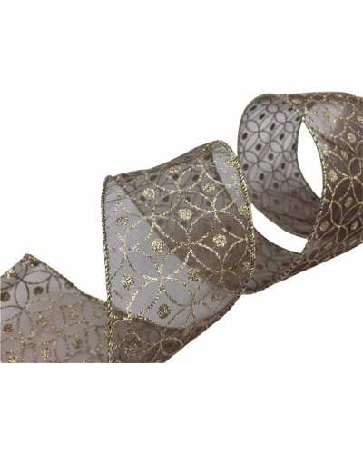Pasamanería Cinta Navideña Organza Geométrica Lamè Lurex Alto 60 Mm