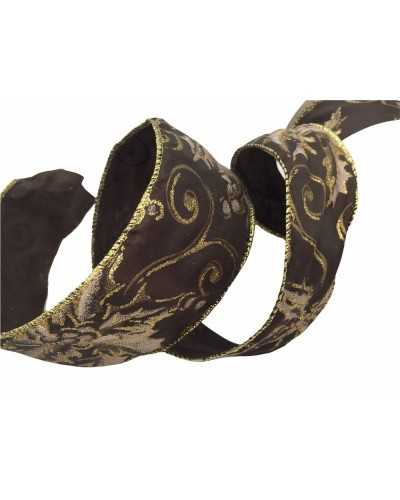 Passementerie Ruban de Noël Satin Poinsettia Lamè Lurex 6 Cm de Haut