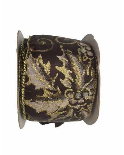 Garnituren Weihnachtsband Brauner Satin-Weihnachtsstern aus Lamé-Lurex, 6 cm hoch