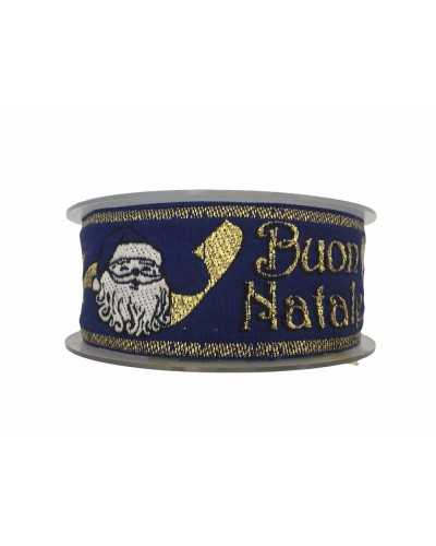Garniturband Weihnachten Weihnachtsmann Tiroler blau bestickter goldener Stern 5 cm hoch