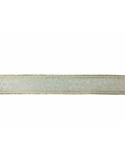 Passementerie Ruban De Noël Lurex Imprimé Flocon De Neige Haut Mm 20