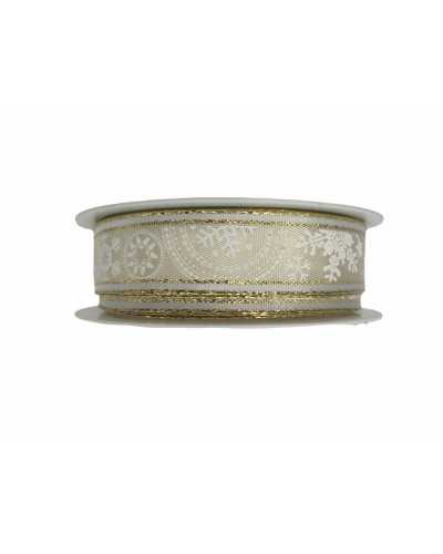 Passamaneria Nastro Natale Lurex Stampato Fiocco Neve Alto Mm 20