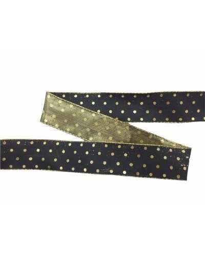 Christmas Ribbon Trimmings Black Pois Lurex Dyed Thread High 25 Mm