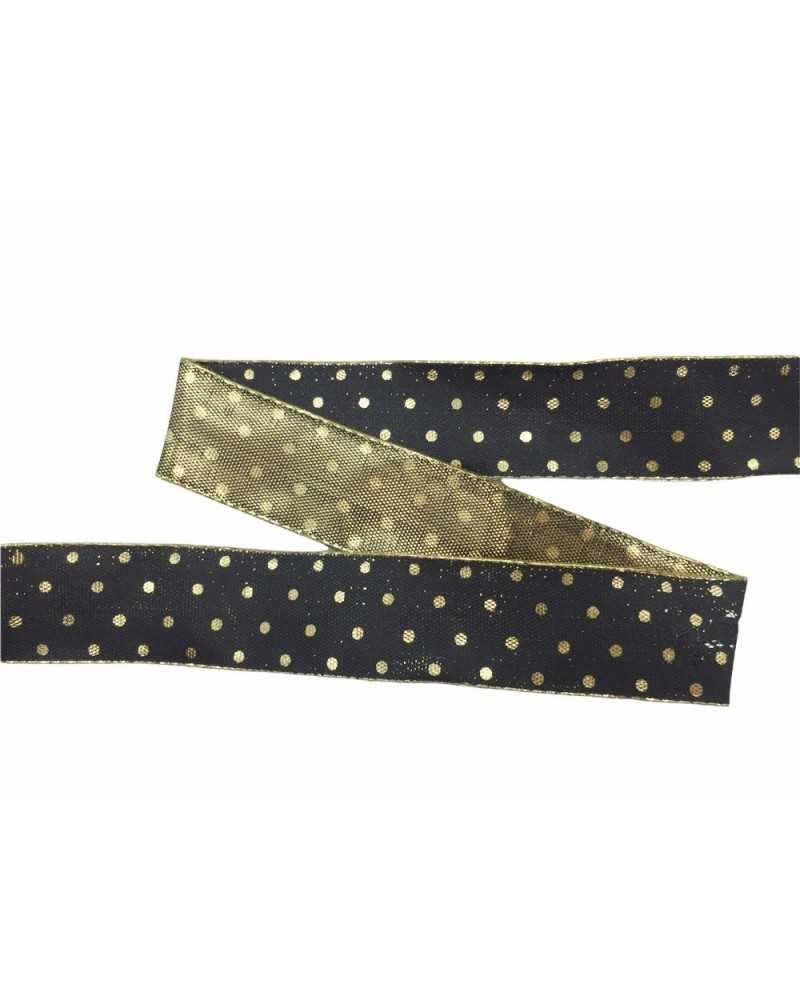Christmas Ribbon Trimmings Black Pois Lurex Dyed Thread High 25 Mm