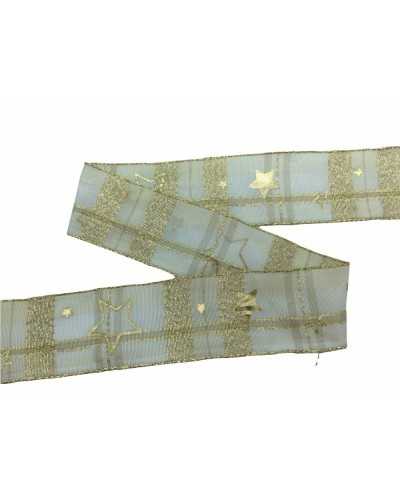 Passamaneria Christmas Taffeta Scozzese Stella Filo Lurex Alto 25 Mm