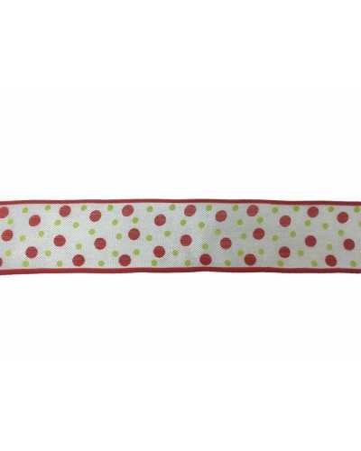 Pasamanería Cinta Navidad Blanco Estampado Lunares Rojo Verde Alto 25 Mm