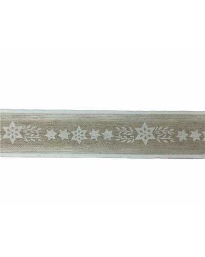 Garnituren, Weihnachtsband, Leinen, bedruckt, weißer Stern, 30 mm hoch