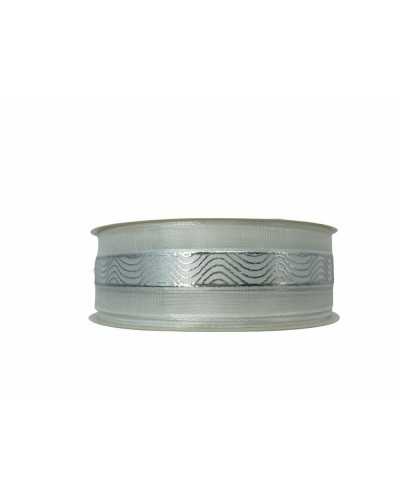 Garnituren Weihnachtsband Organza Silber Geometrisch Höhe 22 mm