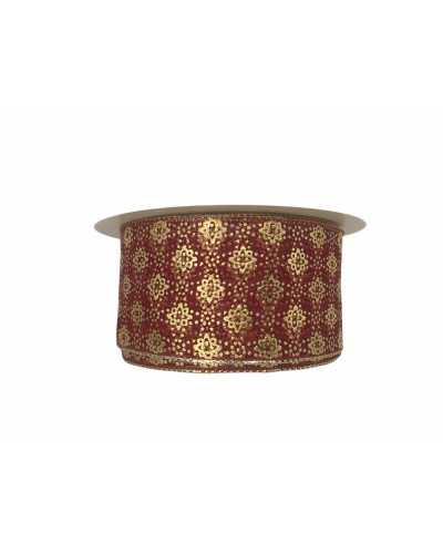 Garnituren Rotes Weihnachtsband, bedruckt, goldfarben, Höhe 40 mm