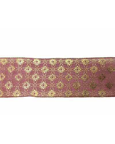 Passamaneria Nastro Natale Rosso Stampato Oro Alto Mm 40