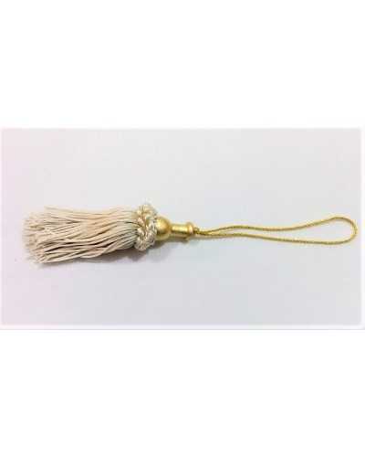 Key bow trimmings for upholstery 23 cm high with gold lacquered wood knob