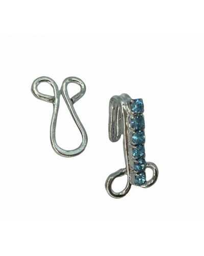 Hook Clasp Uncinelli Jewel Big Silver Colored Rhinestones 4x1,5 Cm