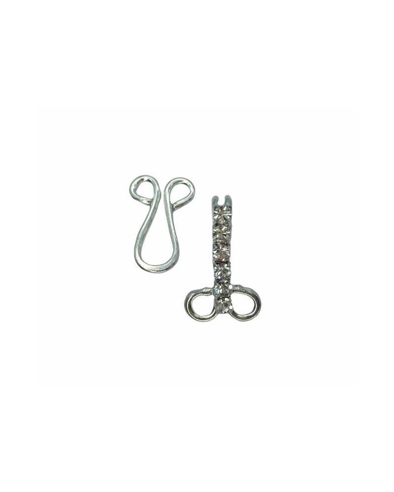 Hook Clasp Uncinelli Jewel Big Silver Colored Rhinestones 4x1,5 Cm