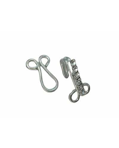 Fermoir Crochet Uncinelli Bijou Gros Strass Couleur Argent 4x1,5 Cm