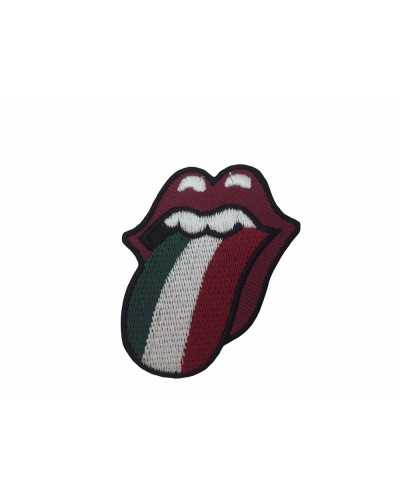 Applikationspatch, Aufbügler, bestickte Flagge mit Zunge und Lippen, 5 x 4 cm