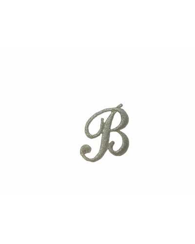 Application Letter Alphabet Iron-on Embroidery Satin Stitch Italics Marbet High 25 Mm Col. Silver