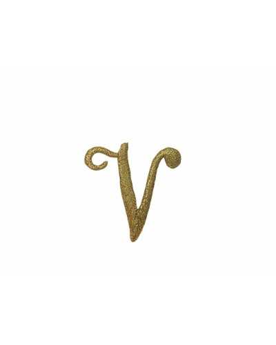 Thermocollant Lettre Alphabet Broderie Point Complet Italique Marbet Haut 25 Mm Col. Or Lurex