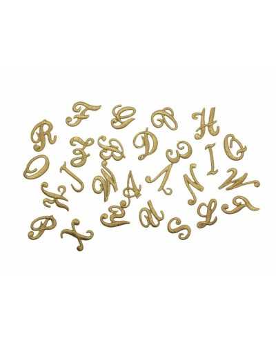Iron-on Letter Alphabet Embroidery Full Stitch Italics Marbet High 25 Mm Col. Gold Lurex