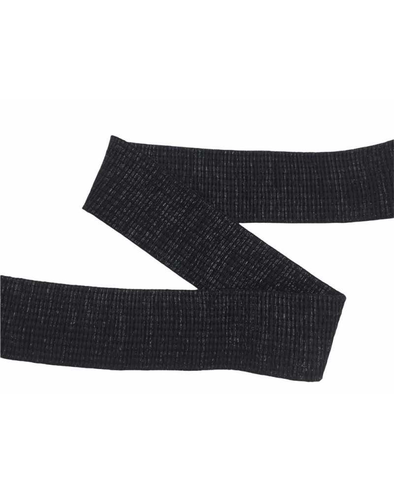 50 cm langer, elastischer Bandgürtel aus schwarzem Lurex, 5 cm hoch