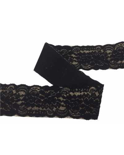 50 cm Besätze, elastische Spitze, Lurex, Schwarzgold, Höhe 7 cm