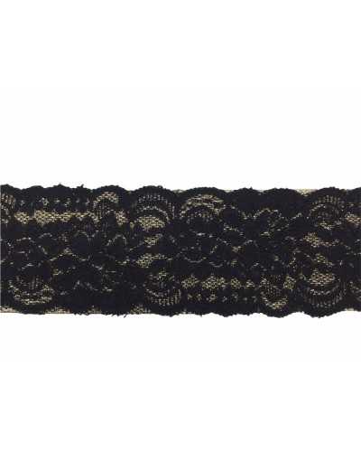 50 Cm Passamaneria Pizzo Elastico Lurex Nero Oro Alto 7 Cm