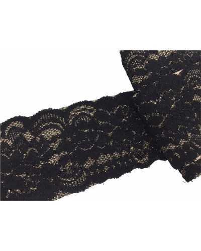 50 Cm Trimmings Elastic Lace Lurex Black Gold High 7 Cm