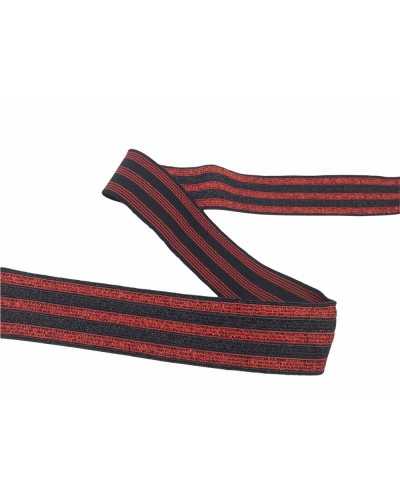 50 Cm Passementerie Elastique Ressort Rayé Lurex Noir Base Haute 4 Cm