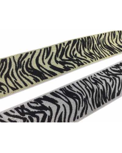 50 Cm Pasamanería Banda Elástica Animalier Tigre Lurex Alto 4 Cm