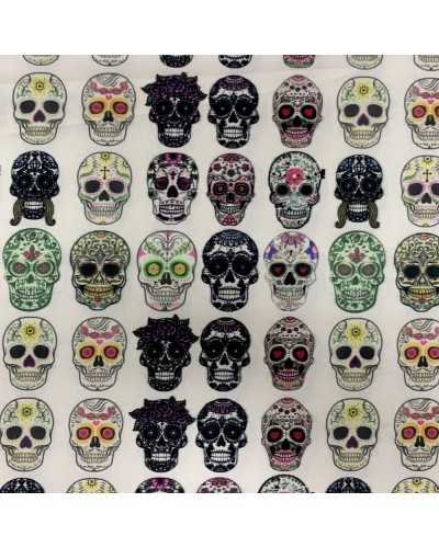 Tela Satinada 50 Cm Estampado Calavera Alt. 150