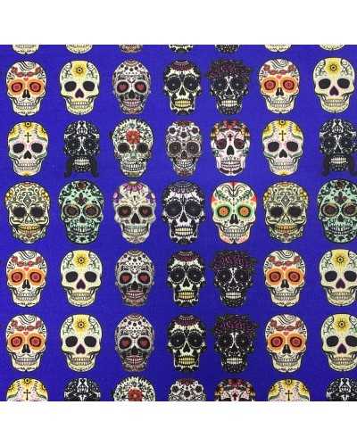 Tela Satinada 50 Cm Estampado Calavera Alt. 150