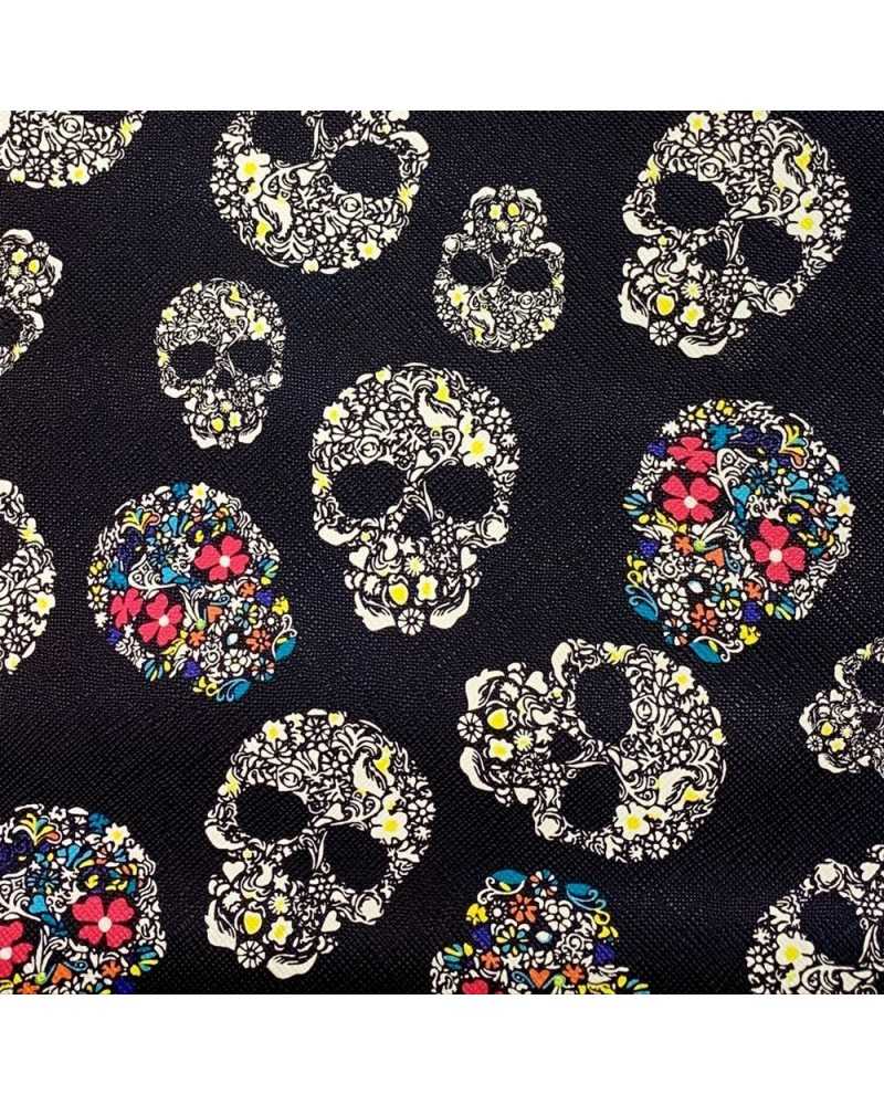 50 Cm Textured Faux Leather Fabric Printed Skulls H 150