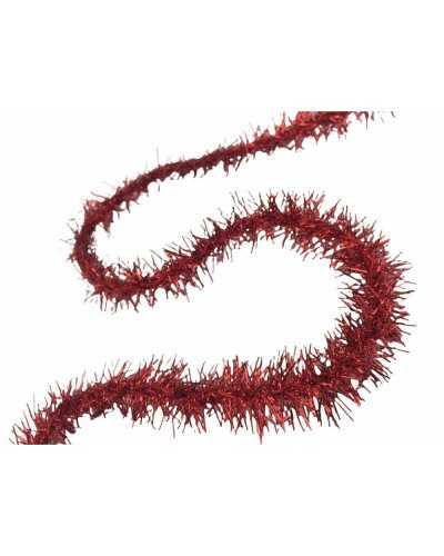 Passementerie Laminée Tubulaire Lurex Rouge Haut 15 Mm