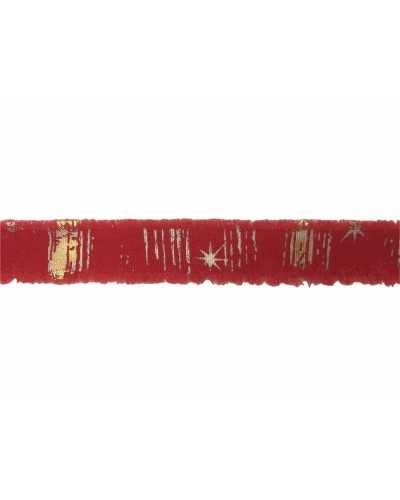 Passementerie Ruban De Noël Rouge Imprimé Étoile Dorée Haut Mm 18