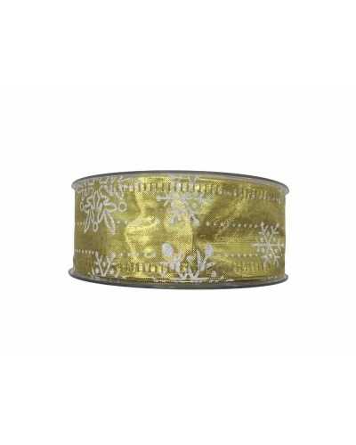 2 Mt Passementerie Ruban De Noël Organza Lurex Imprimé Flocon De Neige Haut Mm 40