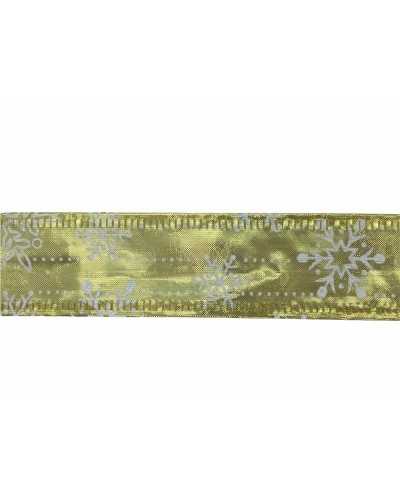 2 Mt Passementerie Ruban De Noël Organza Lurex Imprimé Flocon De Neige Haut Mm 40