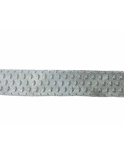 Passamaneria Nastro Natale Argento Geometrico Rombo Alto 25 Mm
