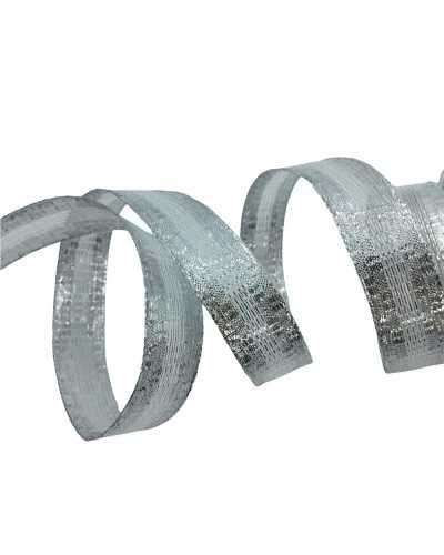 Pasamanería Cinta Navideña Plata Semitransparente Lurex Alto 22 Mm