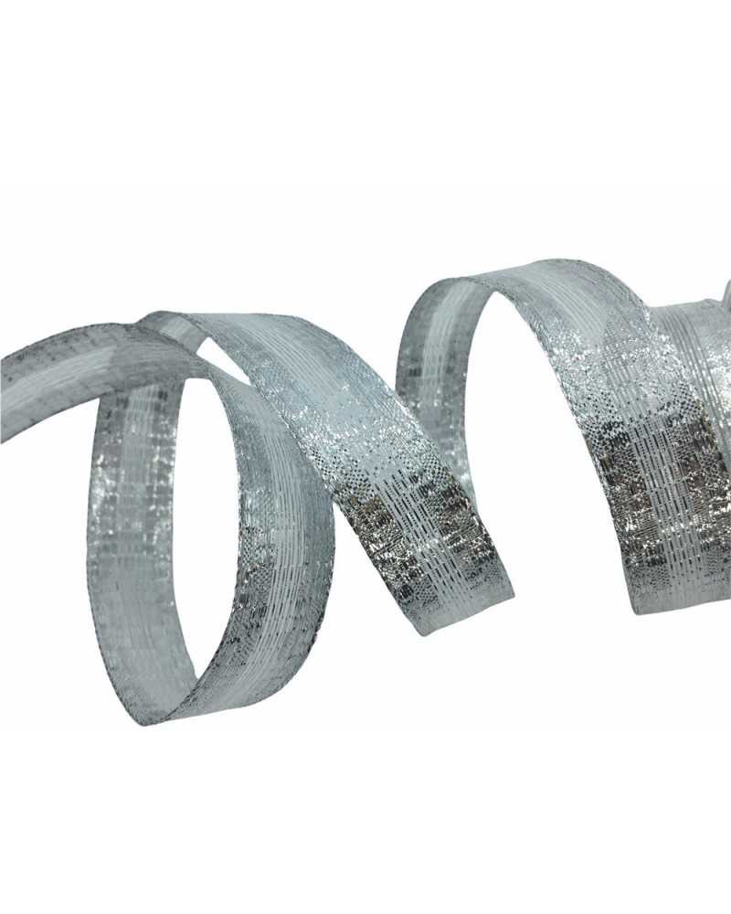 Pasamanería Cinta Navideña Plata Semitransparente Lurex Alto 22 Mm