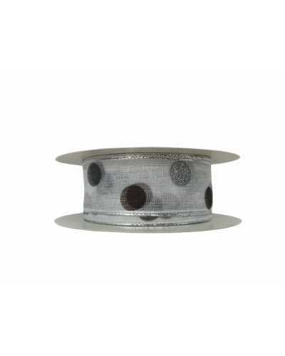 Passementerie Ruban De Noël Organza Blanc Pois Haut 25 Mm