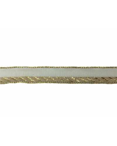 Passamaneria Nastro Natale Gros Grain Fasciato Oro Panna Alto 15 Mm