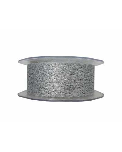 Ruban De Noël Passementerie Cobweb Design Filet Lamè Lurex Haut 38 Mm