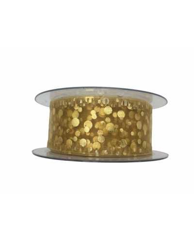 2 Mt Pasamanería Cinta Navideña Organza Lunares Impreso 40 Mm Alto
